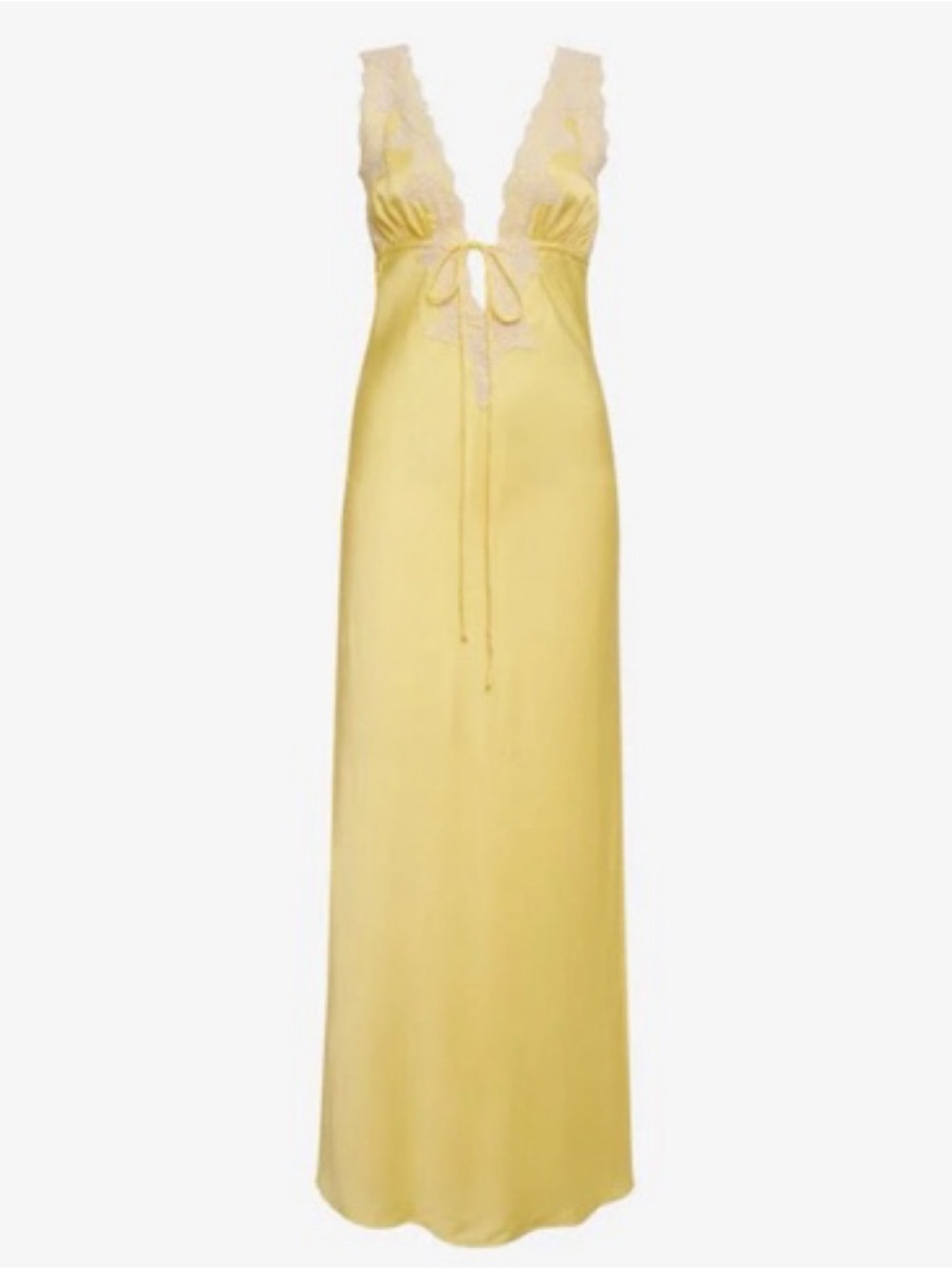 Rumored Yellow Satin Lace-Trim Slip Dress - Picture 2 of 11